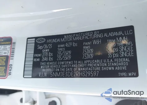 2024 Hyundai Tucson Limited из США, поврежденный, VIN 5NMJE3DE2RH329597